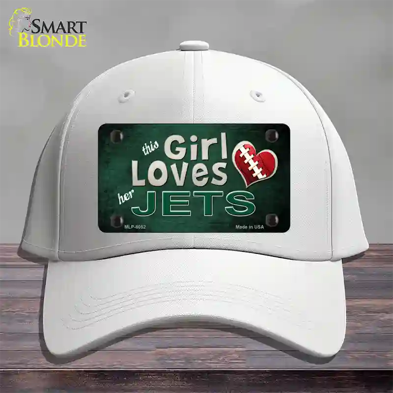 This Girl Loves Her Jets Novelty License Plate Hat Cotton / White