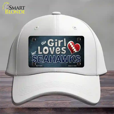 This Girl Loves Her Seahawks Novelty License Plate Hat Cotton / White