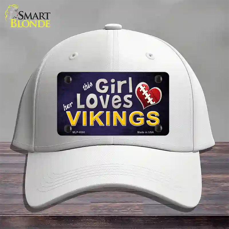 This Girl Loves Her Vikings Novelty License Plate Hat Cotton / White