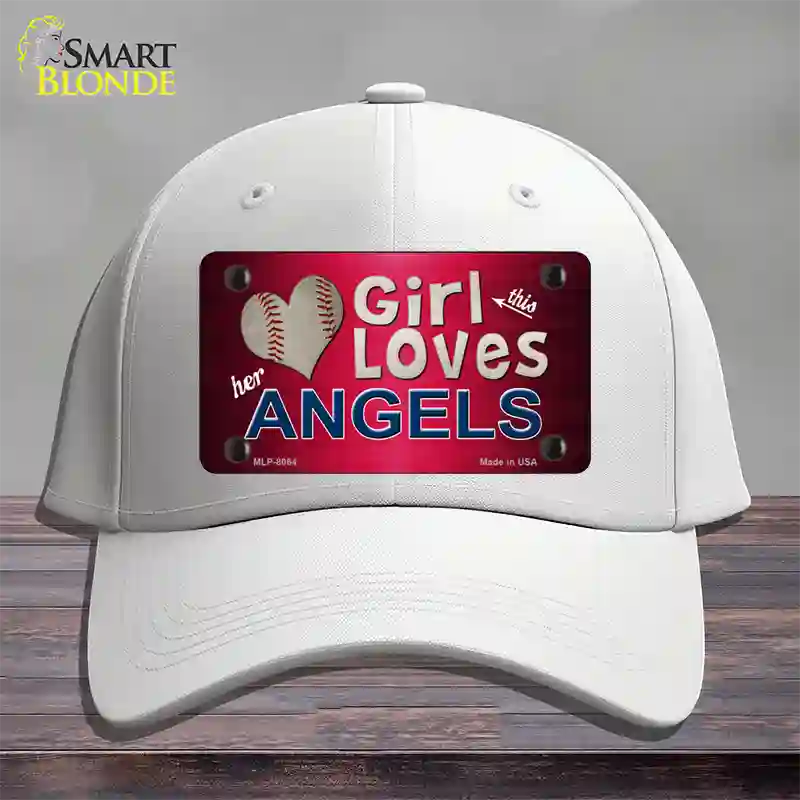 This Girl Loves Her Angels Novelty License Plate Hat Cotton / White