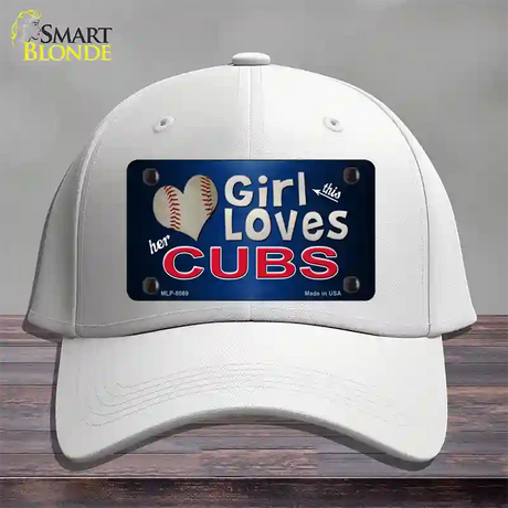 This Girl Loves Her Cubs Novelty License Plate Hat Cotton / White