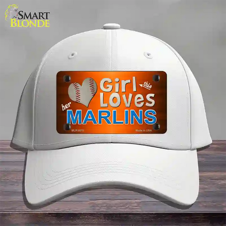 This Girl Loves Her Marlins Novelty License Plate Hat Cotton / White