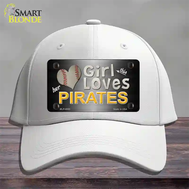 This Girl Loves Her Pirates Novelty License Plate Hat Cotton / White