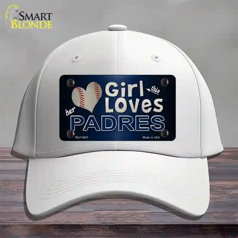 This Girl Loves Her Padres Novelty License Plate Hat Cotton / White