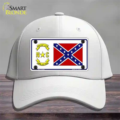 Confederate Flag North Carolina Novelty License Plate Hat Cotton / White