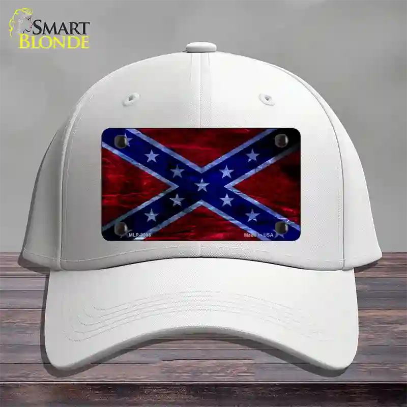 Confederate Flag Foiled Novelty License Plate Hat Cotton / White