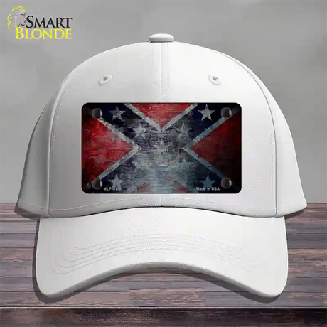 Confederate Flag Scratched Novelty License Plate Hat Cotton / White