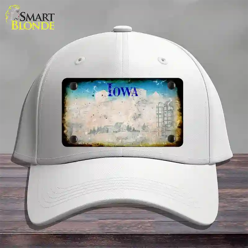 Iowa Rusty Blank Novelty License Plate Hat Cotton / White