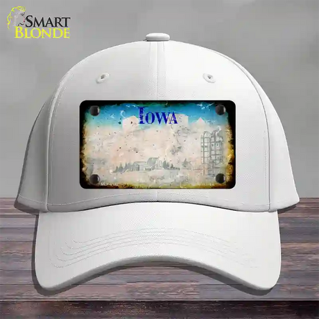 Iowa Rusty Blank Novelty License Plate Hat Cotton / White