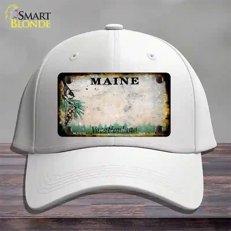 Maine Rusty Blank Novelty License Plate Hat Cotton / White