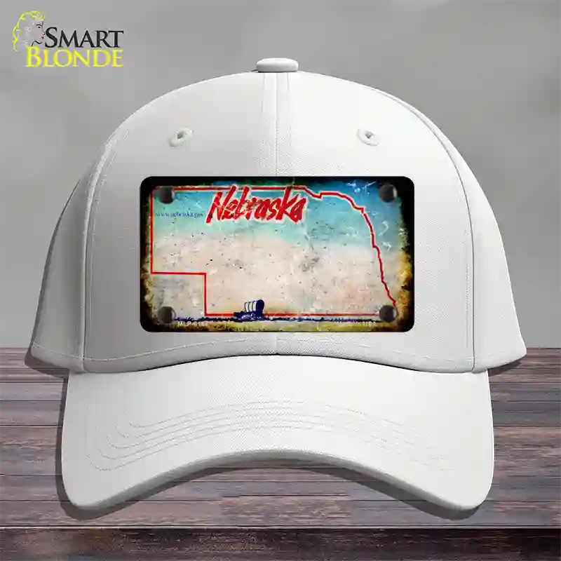 Nebraska Rusty Blank Novelty License Plate Hat Cotton / White