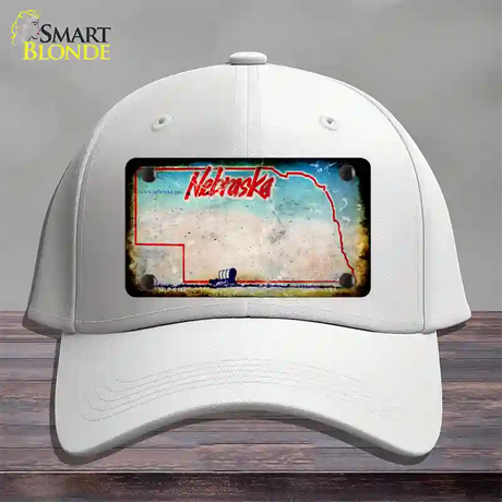 Nebraska Rusty Blank Novelty License Plate Hat Cotton / White