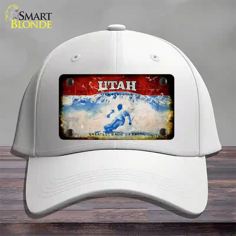 Utah Rusty Blank Novelty License Plate Hat Cotton / White