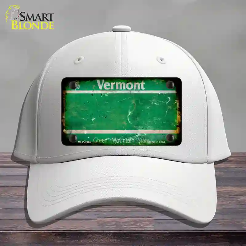 Vermont Rusty Blank Novelty License Plate Hat Cotton / White