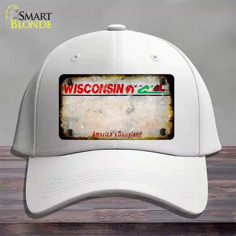 Wisconsin Rusty Blank Novelty License Plate Hat Cotton / White