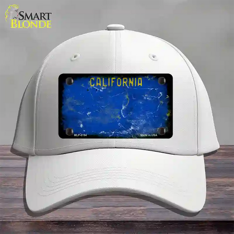 California Blue Rusty Blank Novelty License Plate Hat Cotton / White