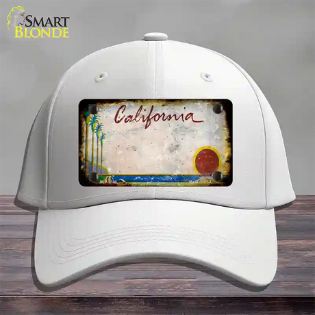 California Palm Tree Rusty Blank Novelty License Plate Hat Cotton / White