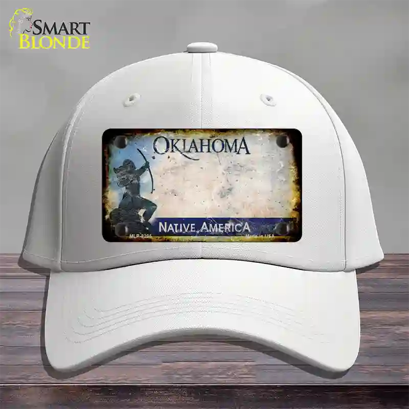 Oklahoma Arrow Rusty Blank Novelty License Plate Hat Cotton / White