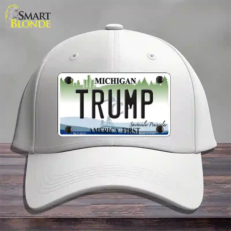 Trump Michigan Novelty License Plate Hat Cotton / White