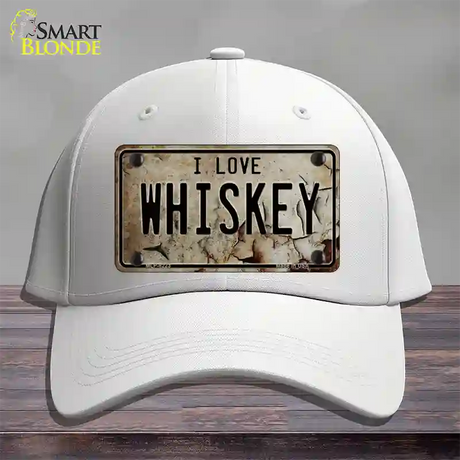 I Love Whiskey Novelty License Plate Hat Cotton / White