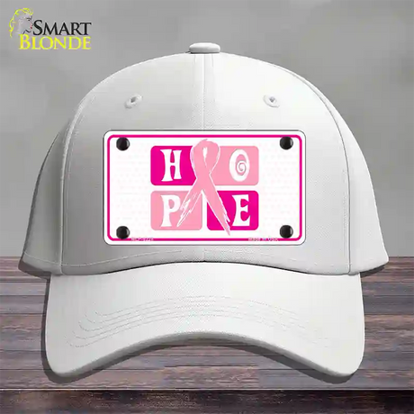 Hope Breast Cancer Ribbon Novelty License Plate Hat Cotton / White