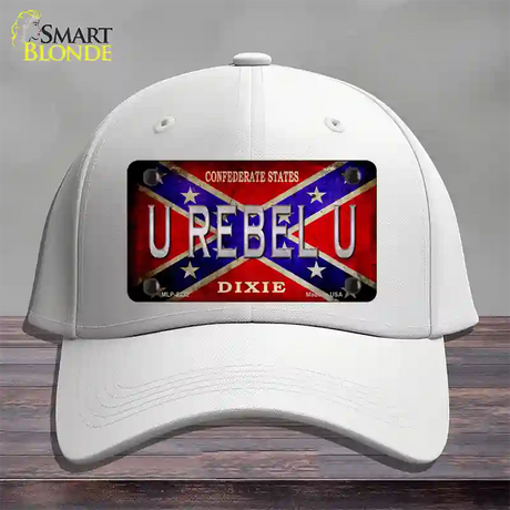 U Rebel U Novelty License Plate Hat Cotton / White