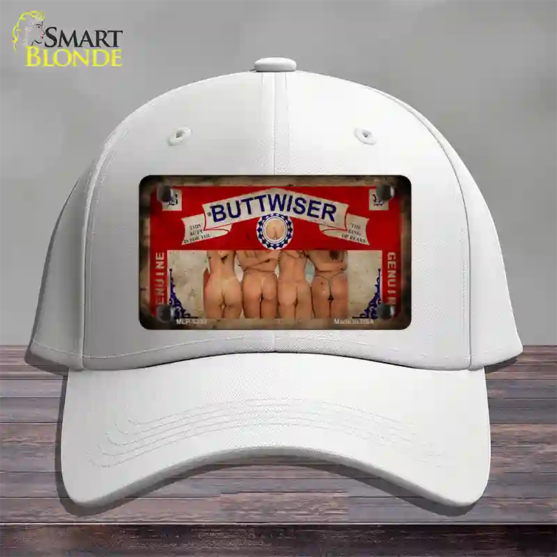 Buttwiser Beer Girls Vintage Novelty License Plate Hat Cotton / White