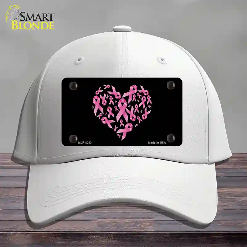 Pink Ribbons Novelty License Plate Hat Cotton / White