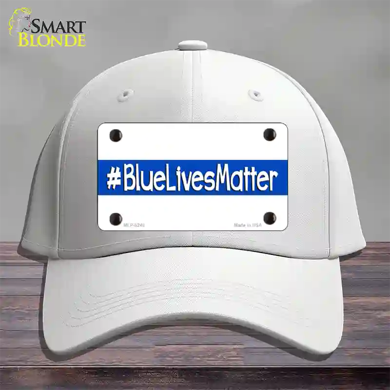 Blue Lives Matter Novelty License Plate Hat Cotton / White