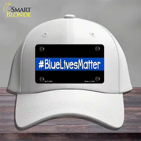 Blue Lives Matter Black Novelty License Plate Hat Cotton / White