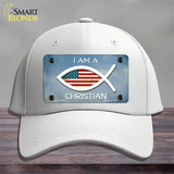 I Am A Christian Novelty License Plate Hat Cotton / White