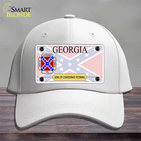 Georgia Sons Of Confederate Novelty License Plate Hat Cotton / White