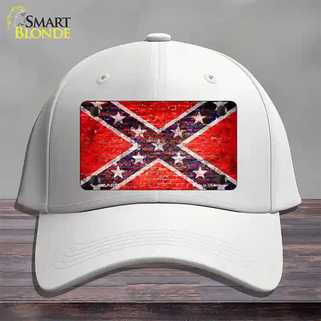 Rebel Flag Brick Wall Novelty License Plate Hat Cotton / White