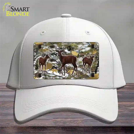 Deer On Camo Novelty License Plate Hat Cotton / White