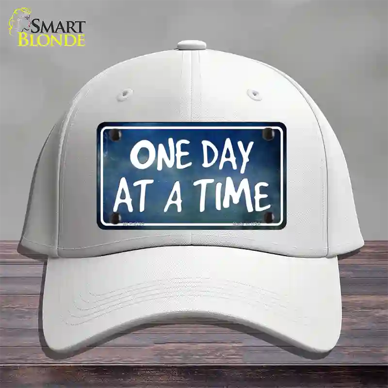 One Day At A Time Novelty License Plate Hat Cotton / White