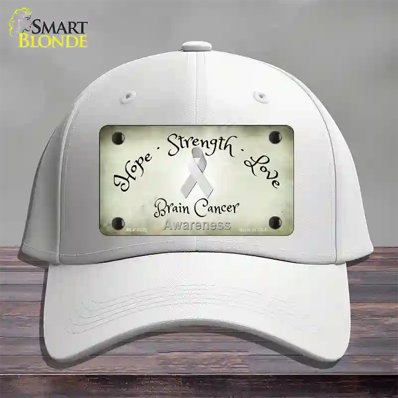 Brain Cancer Ribbon Novelty License Plate Hat Cotton / White