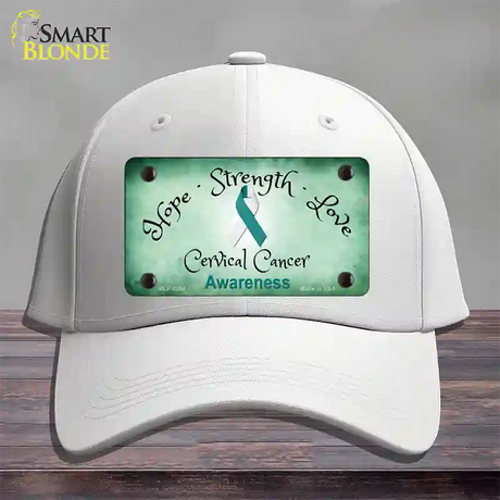 Cervical Cancer Ribbon Novelty License Plate Hat Cotton / White