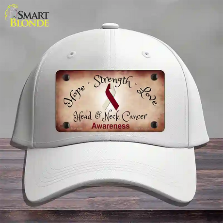 Head and Neck Cancer Ribbon Novelty License Plate Hat Cotton / White