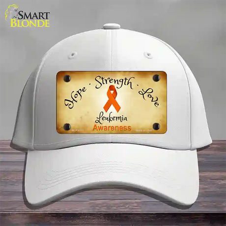 Leukemia Cancer Ribbon Novelty License Plate Hat Cotton / White