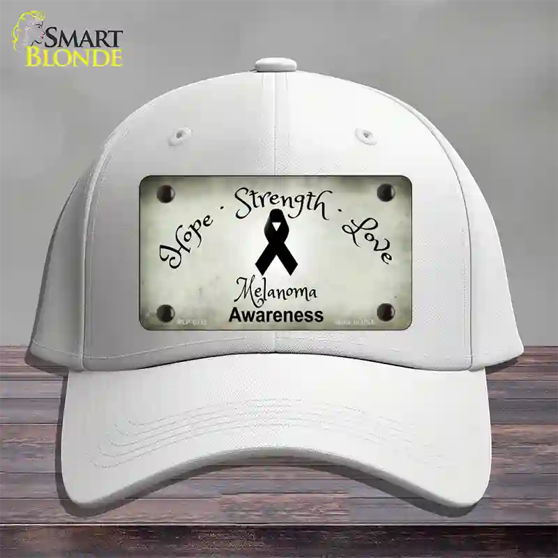 Melanoma Cancer Ribbon Novelty License Plate Hat Cotton / White