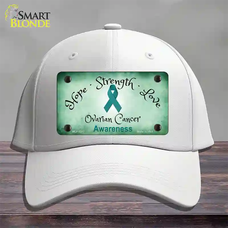 Ovarian Cancer Ribbon Novelty License Plate Hat Cotton / White