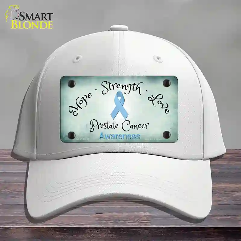 Prostate Ribbon Novelty License Plate Hat Cotton / White