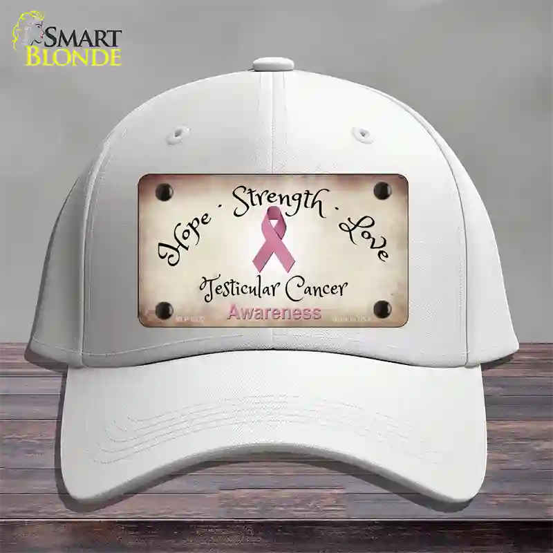 Testicular Cancer Ribbon Novelty License Plate Hat Cotton / White