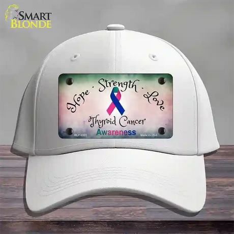 Thyroid Cancer Ribbon Novelty License Plate Hat Cotton / White