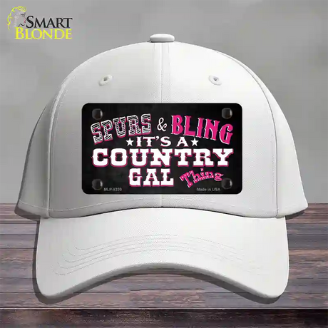 Spurs and Bling Novelty License Plate Hat Cotton / White