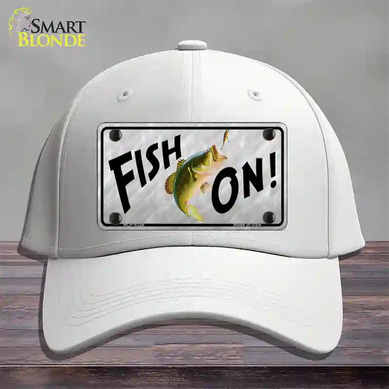 Fish On Novelty License Plate Hat Cotton / White