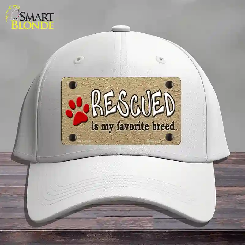 Rescued Is My Favorite Novelty License Plate Hat Cotton / White