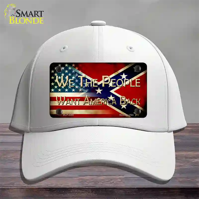 We The People American Confederate Novelty License Plate Hat Cotton / White