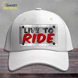 Live To Ride Shiny Novelty License Plate Hat Cotton / White