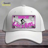 Bike Like A Girl Novelty License Plate Hat Cotton / White